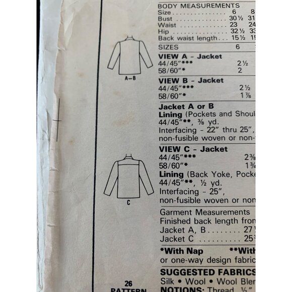 McCall's Misses Jacket Sewing Pattern Sz 14 8761 - Uncut - Picture 7 of 9